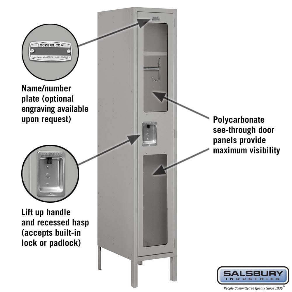 See-Through Metal Locker Single Tier 1 Wide Unassembled Gray I733
