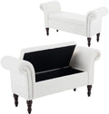 51" Upholstered Sherpa Bench with Wood Legs B67014