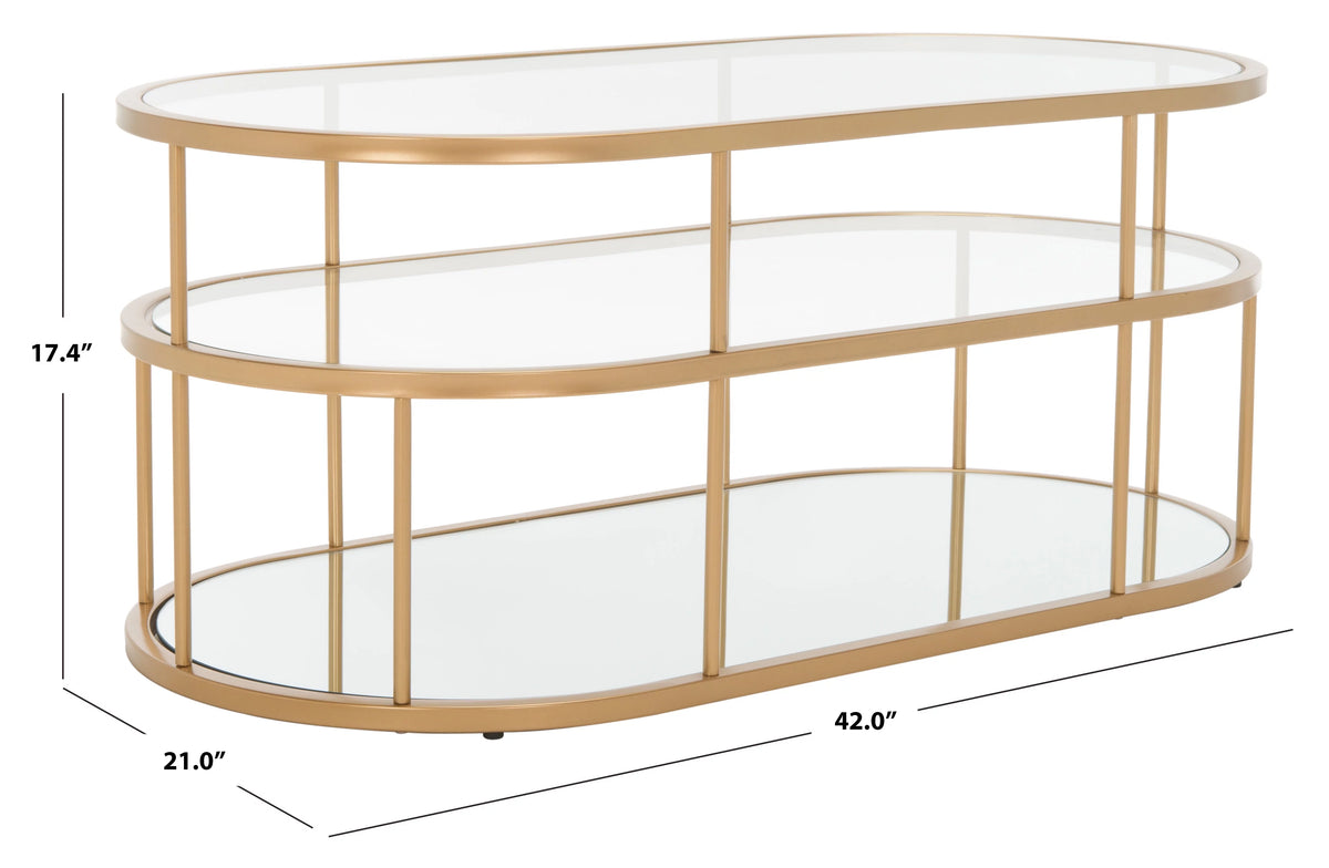 3 Shelf Gold Glass Coffee Table L29435