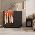 White 5 Drawer Dresser with Clothes Rack B957