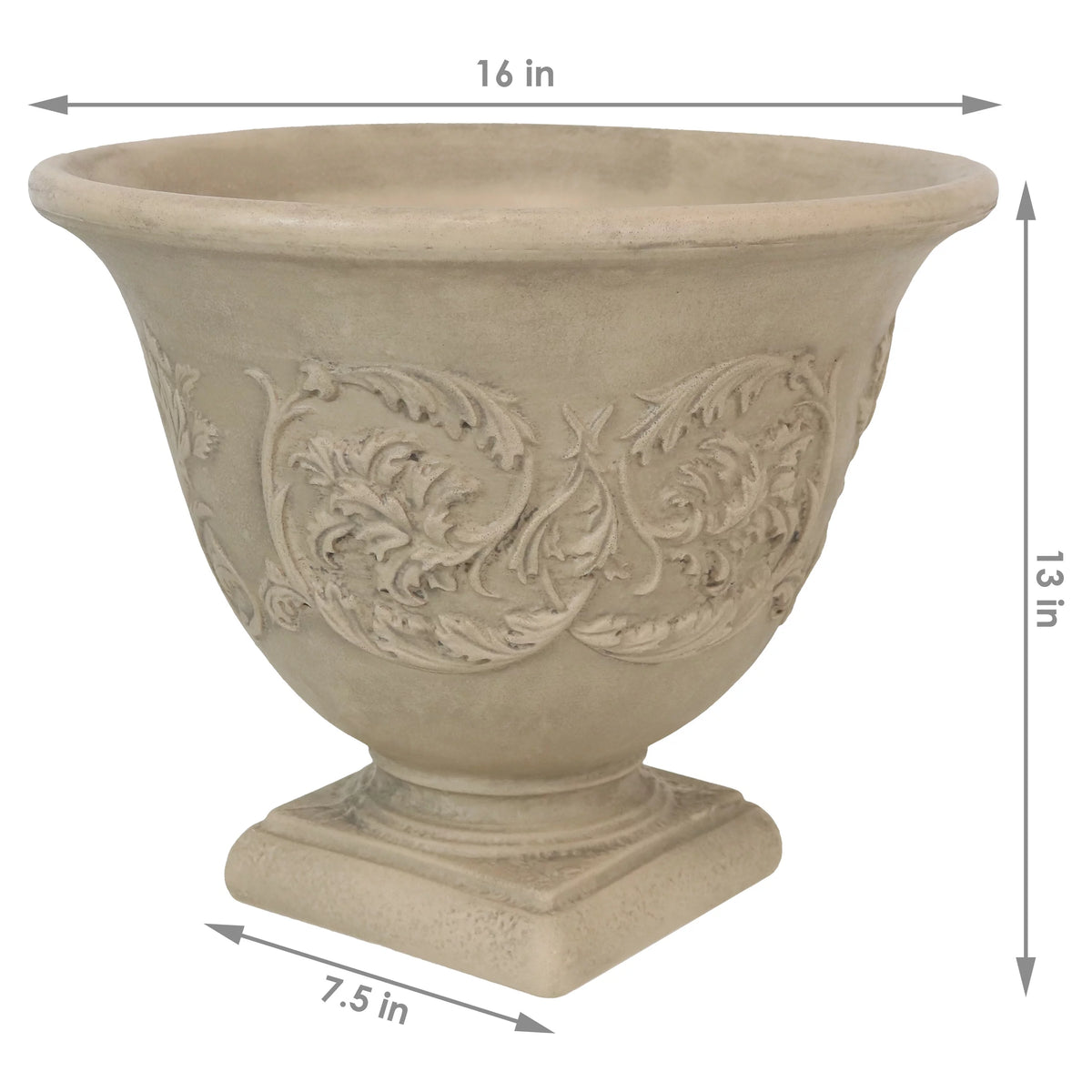 Beige 16" Double-Walled Weather-Resistant Planter K589