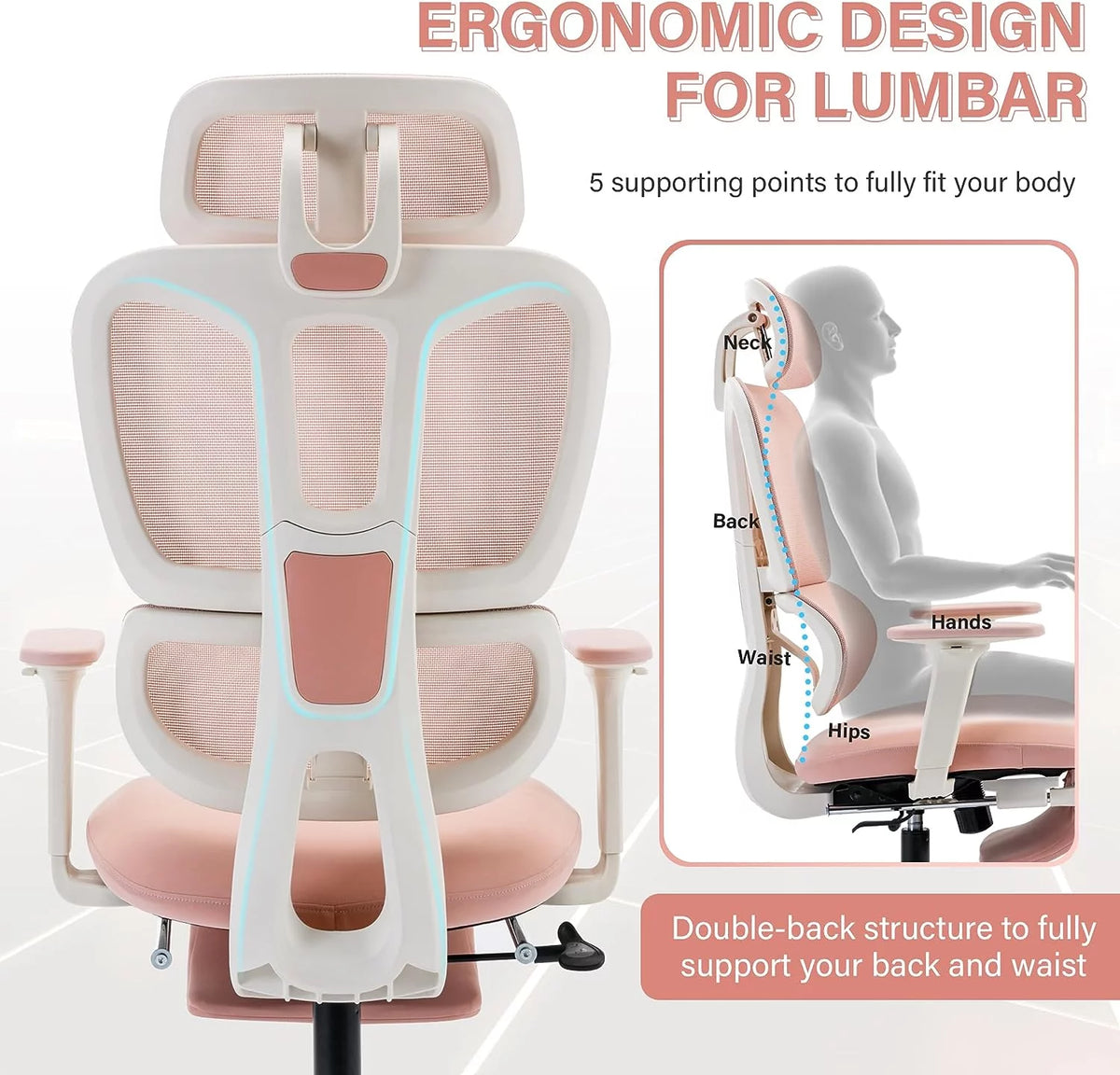 Black Ergonomic Mesh Office Chair with Footrest and Headrest R389