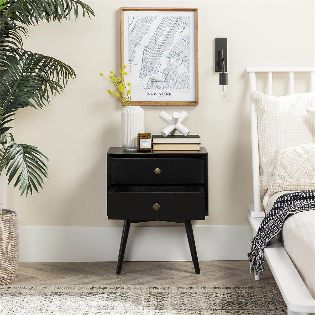 Black 2-Drawer Nightstand A892525