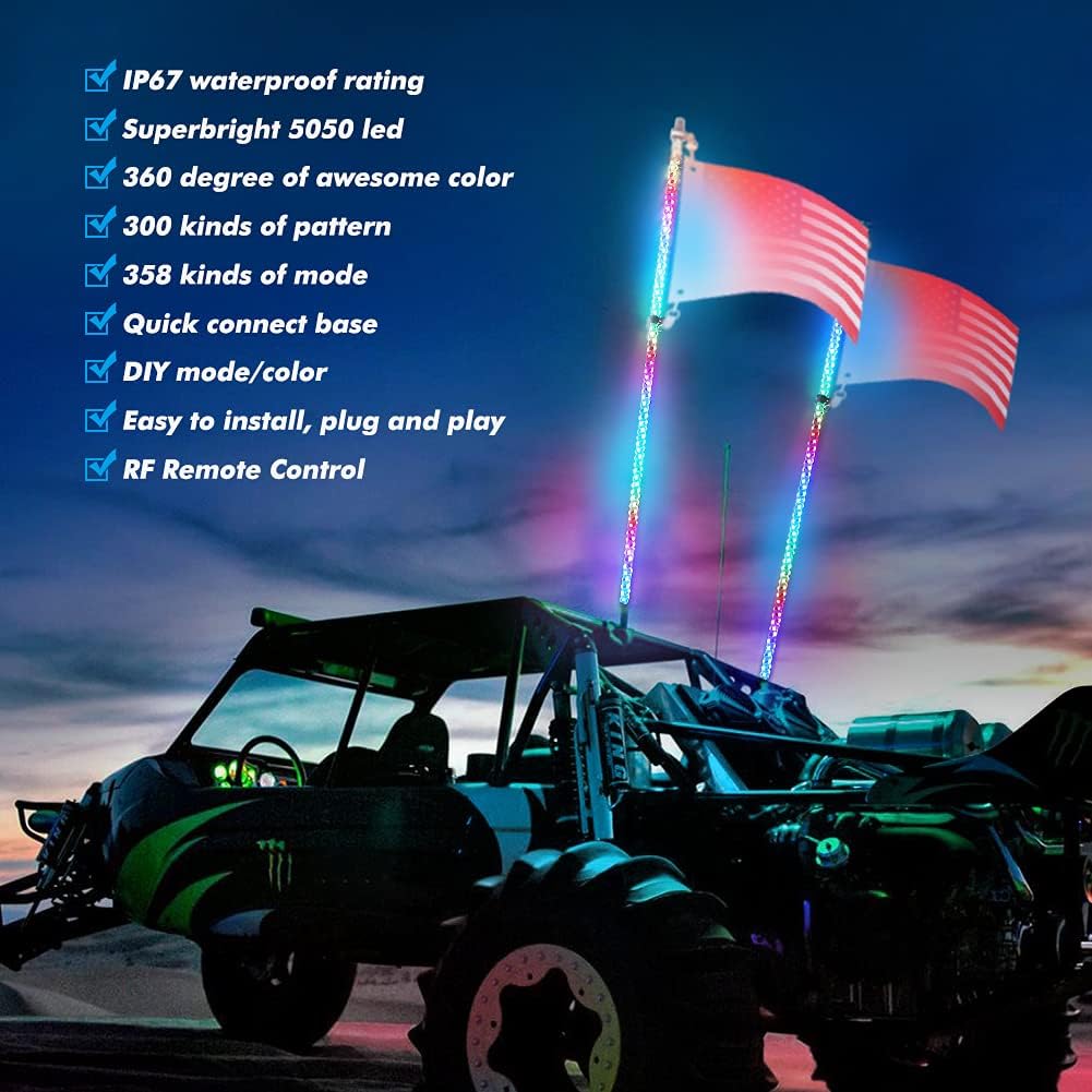 4FT RGB LED Whip Lights Pack of 2 W85354