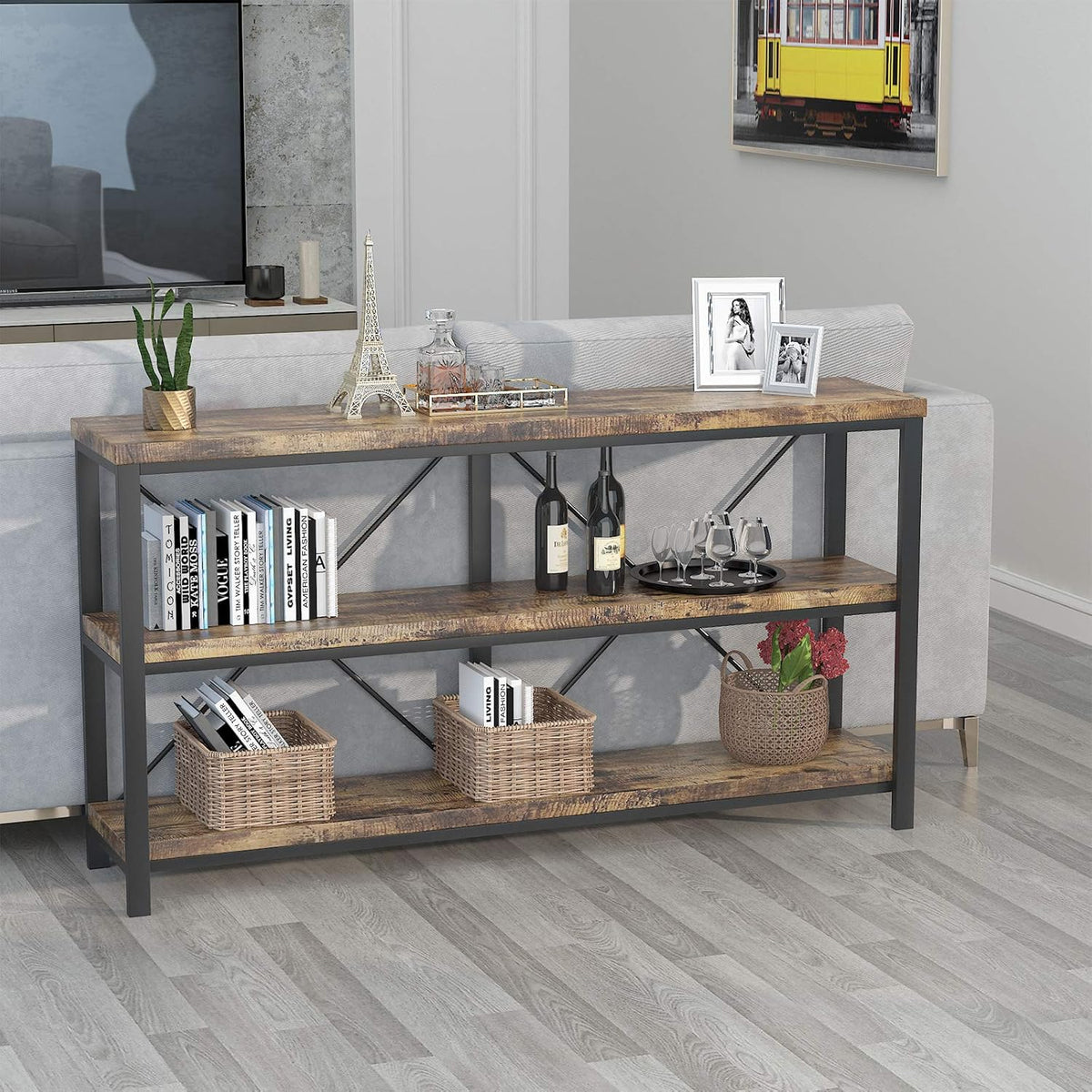 Rustic 3-Tier Console Sofa Table T25320