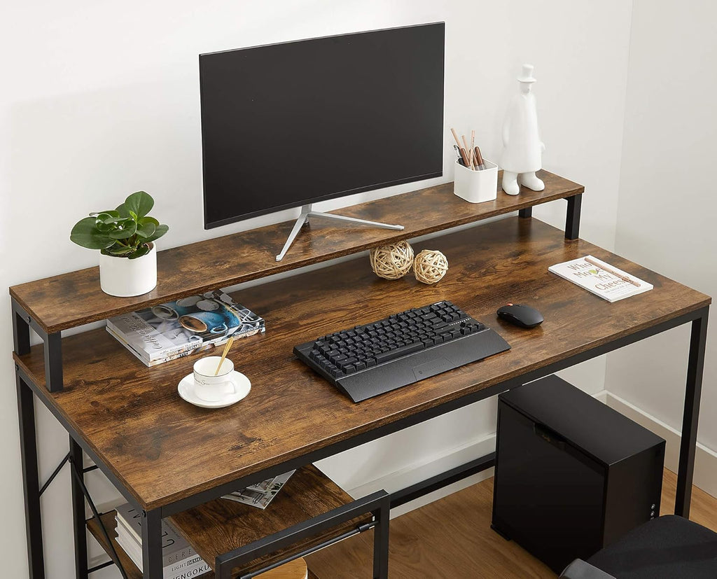 Computer Desk with Monitor Stand and Storage Shelves X766338