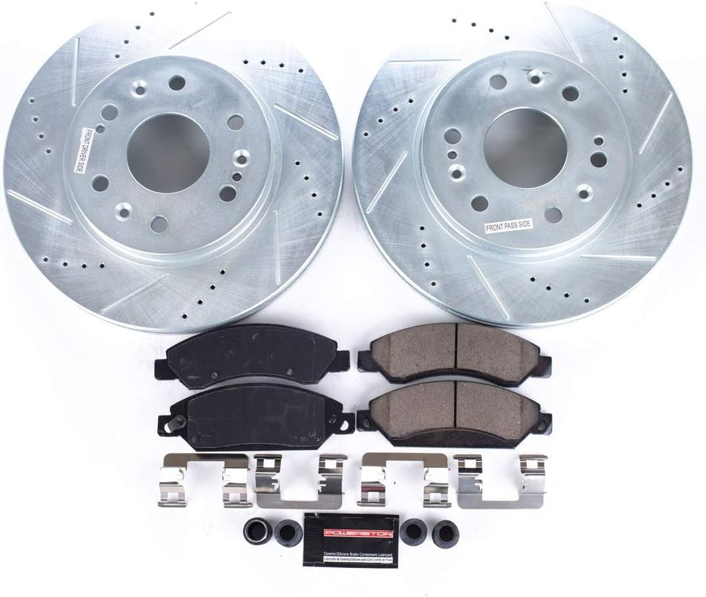 Front Carbon Fiber Brake Pads with Drilled & Slotted Brake Rotors Kit P3218