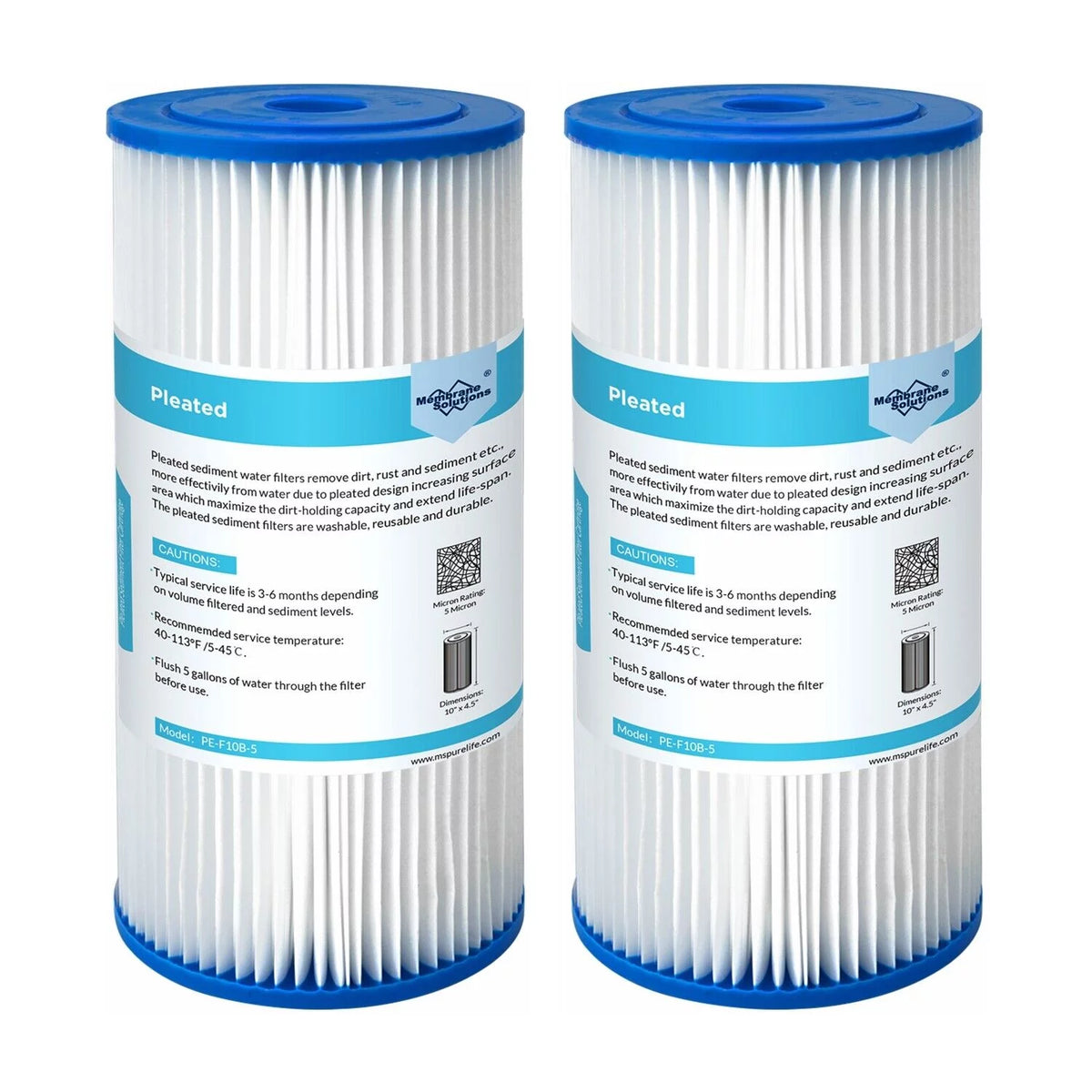 10" x 4.5" Pleated Sediment Water Filter Replacement, Pack of 2 O4516