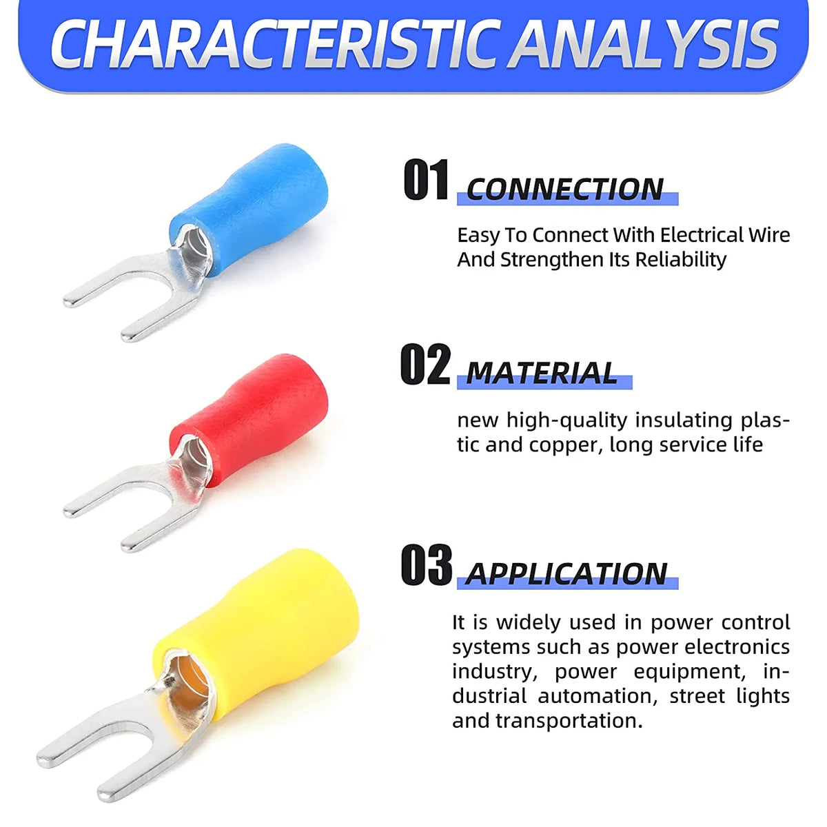 300 Pcs Insulated Fork Spade Wire Connector Terminal G63690