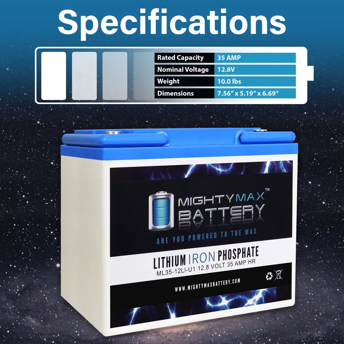 12V 35AH U1 Lithium Replacement Battery O840