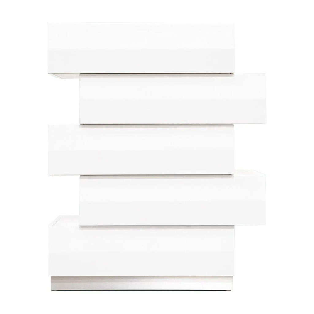 White 5 Drawer Poplar Wood Bedroom Chest J24434