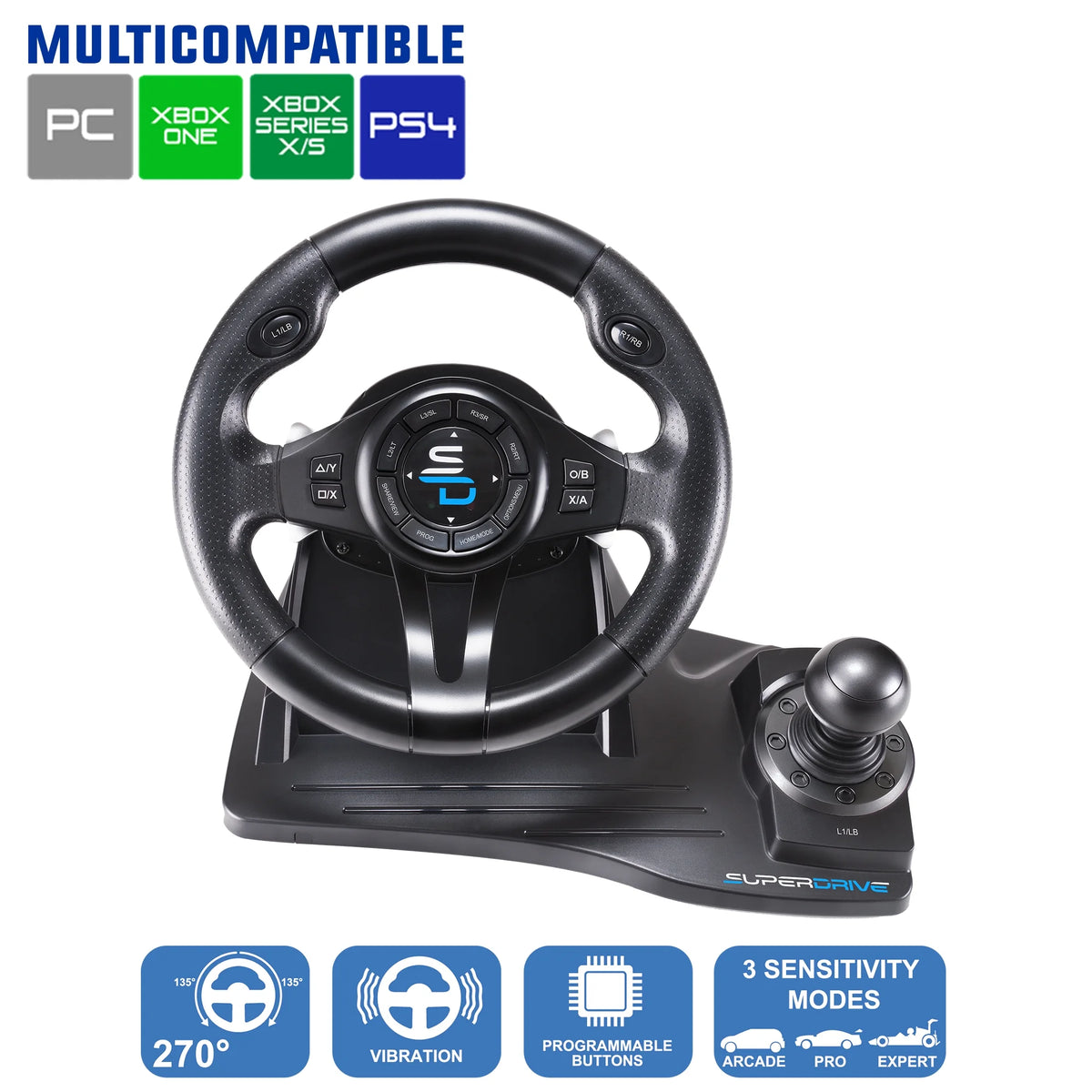 Racing Steering Wheel with Pedals L1686