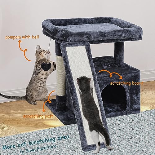 Light Grey Cat Tree with Scratching Post and Perch P953624