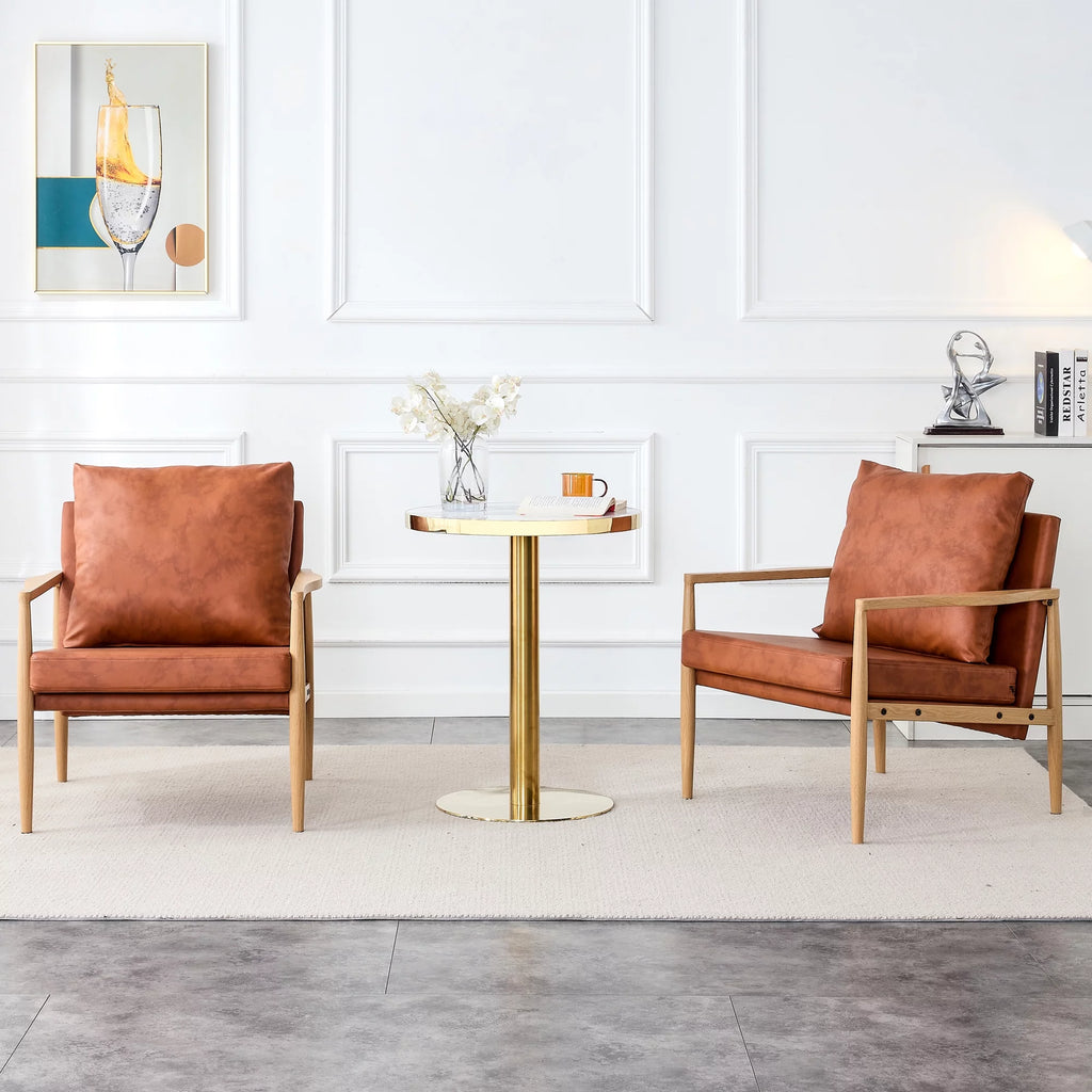 PU Leather Accent Arm Chair with Metal Frame E38444
