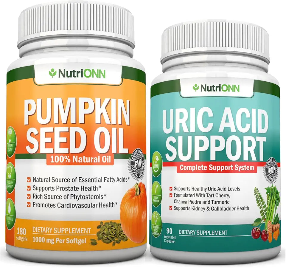 Pumpkin Seed Oil Softgels & Uric Acid Support Capsules O3352