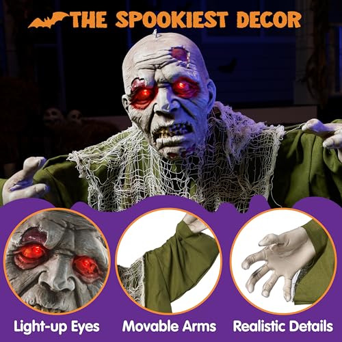 Animated Zombie Groundbreaker Halloween Decoration with Movable Arms K891504