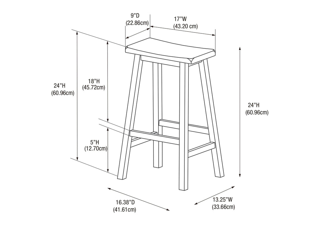 Wood Counter Stool, 24" Seat Height, Dark Brown A783