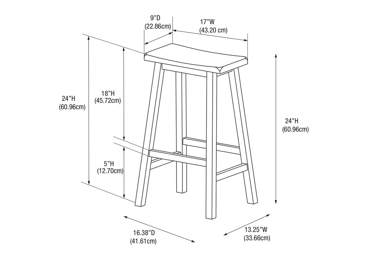 Wood Counter Stool, 24" Seat Height, Dark Brown A783
