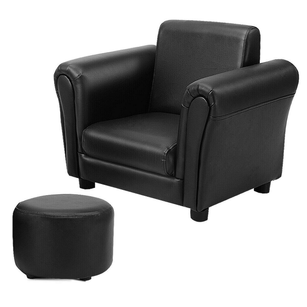 Black Kids Sofa Armrest Chair with Ottoman E69463