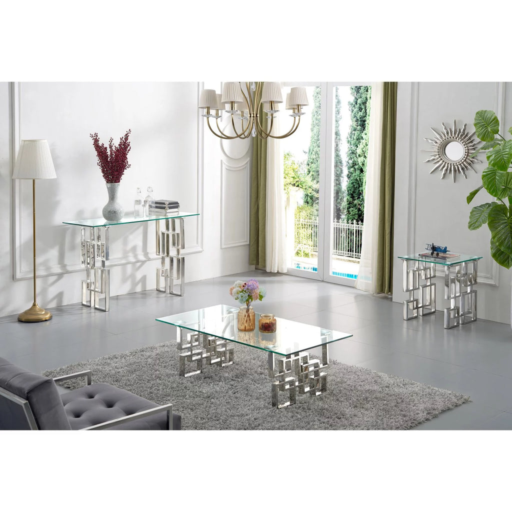 Glass Top Console Table with Chrome Base G639565