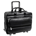 Black Leather 17" Detachable Wheeled Laptop Case M638