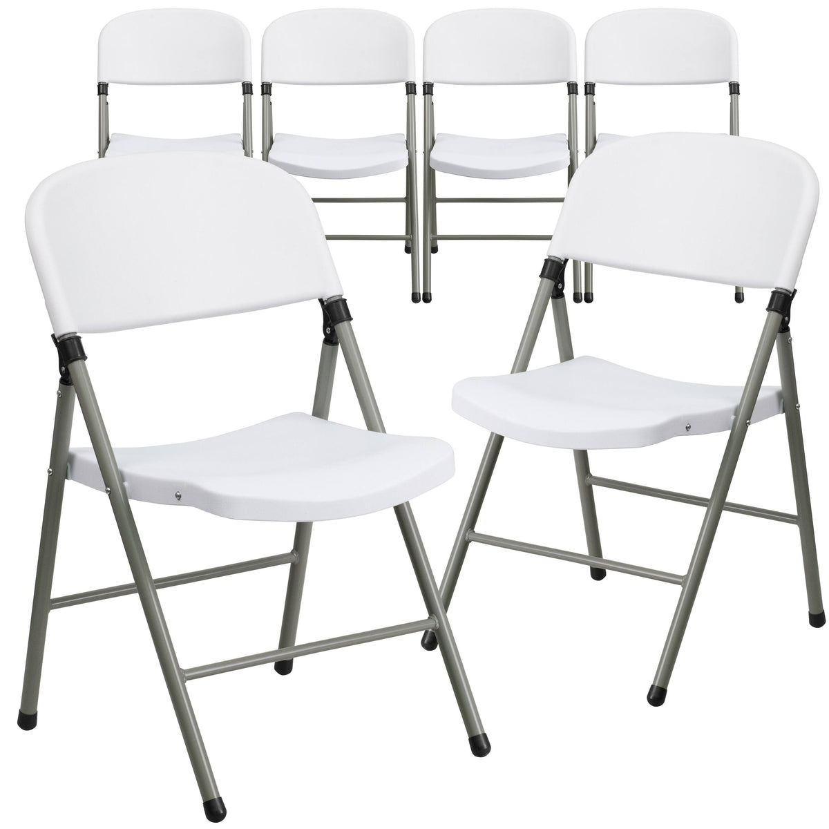6pk 330 lb. Capacity White Plastic Folding Chair R154693