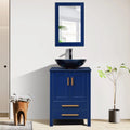 24 Inch Blue Wood Bathroom Vanity and Sink Combo with Mirror B4801