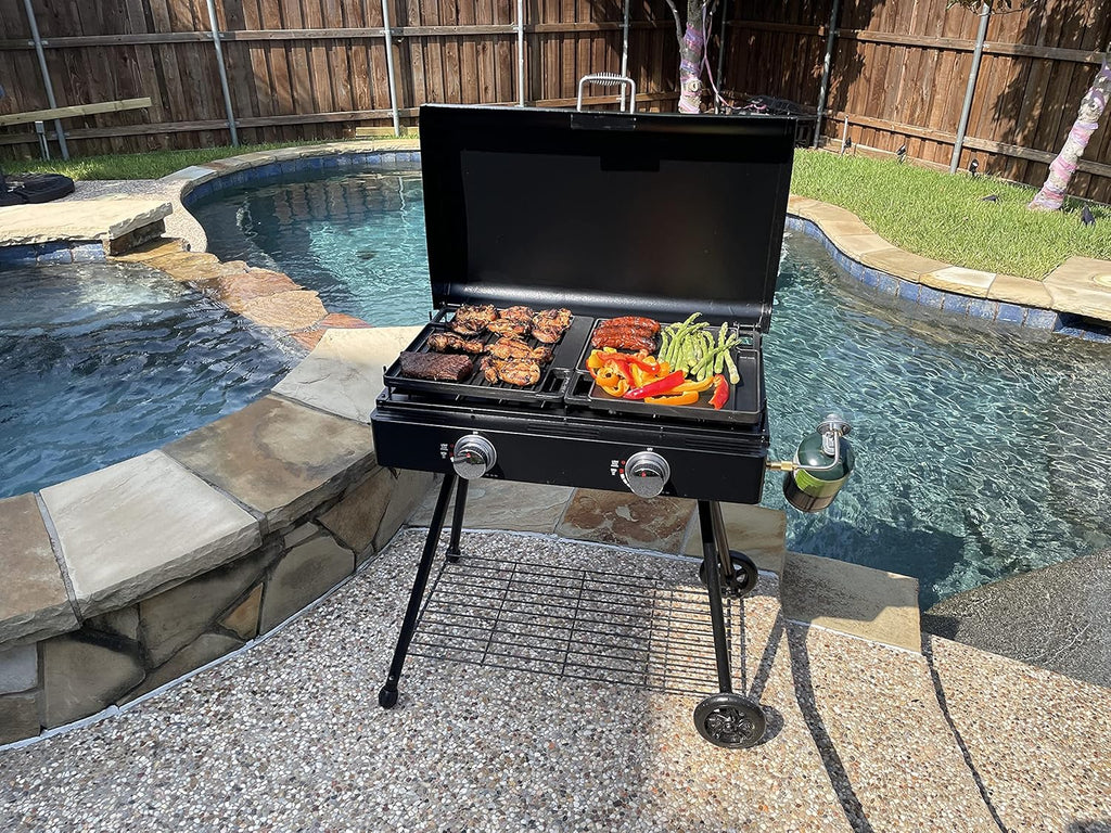400 Sq Inch Double Griddle with Stand and Carry Bag Y809081