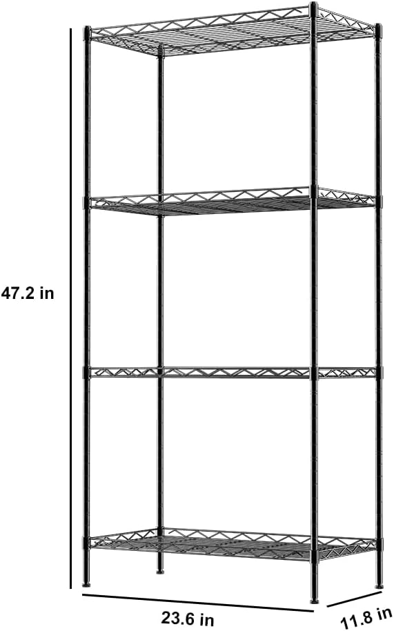 Black Metal 4-Shelf Mobile Storage Shelves Pack of 2 W9263