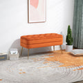 Velvet Storage Ottoman Bench with Safety Hinge B4625
