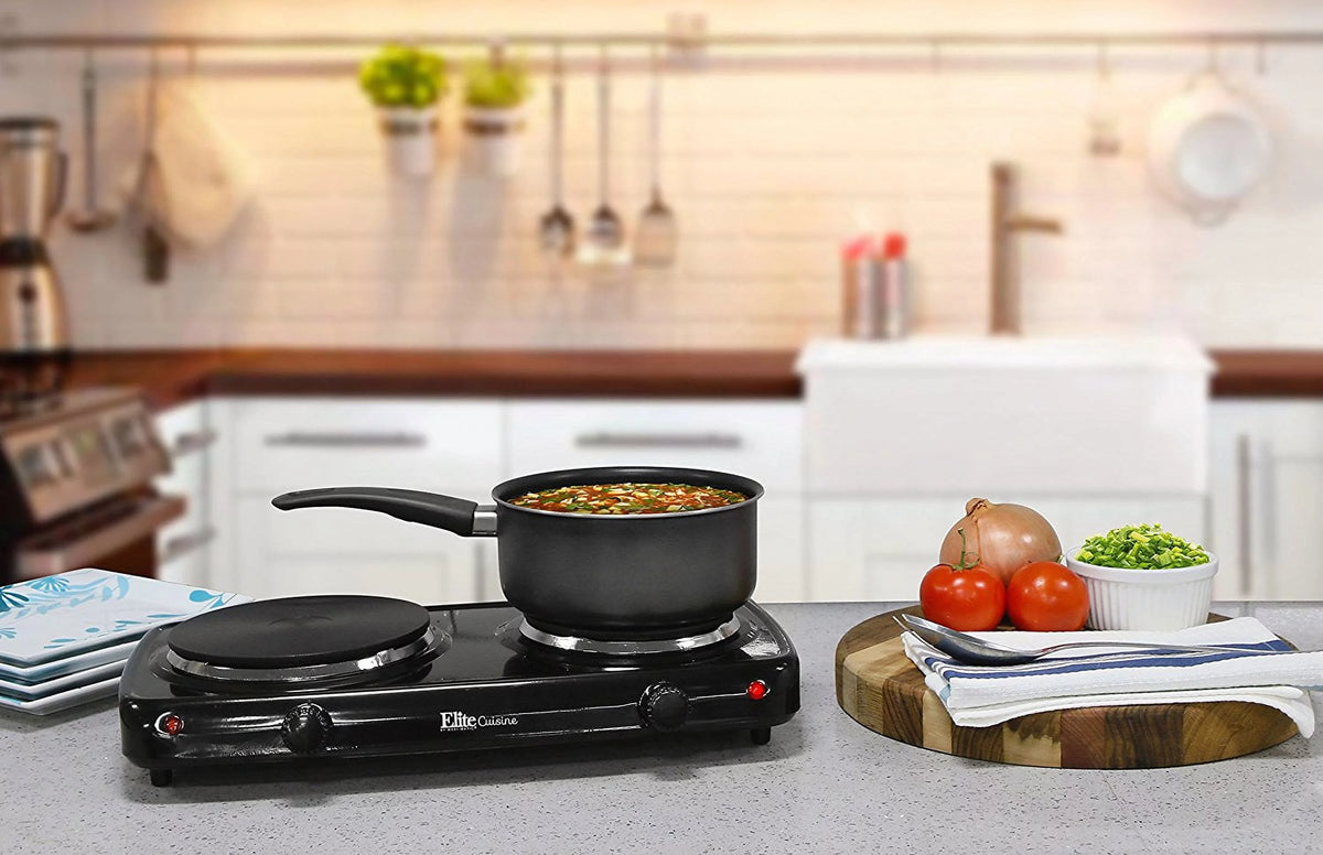 Electric Double Cast Burner Hot Plate Black Z596