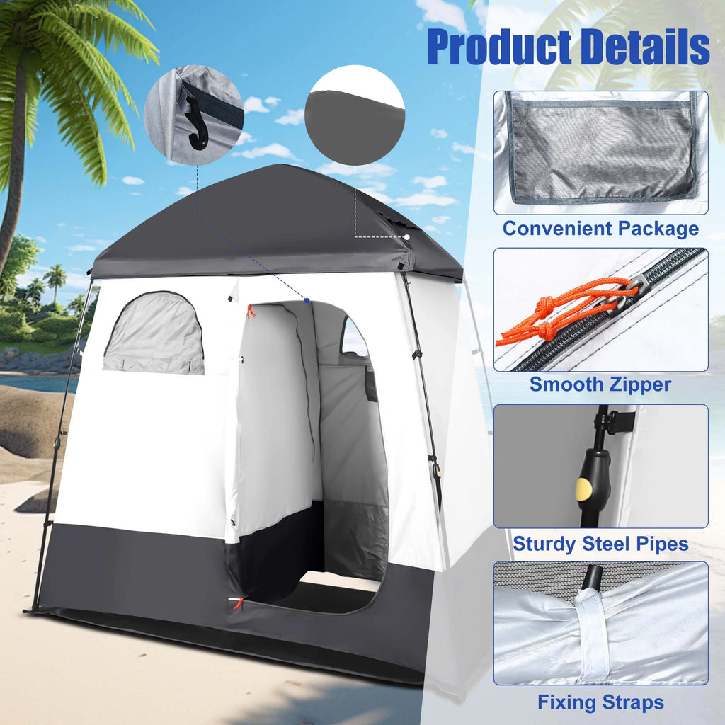 Camping Shower Tent Portable Outdoor Privacy Shelter 2 Rooms P458