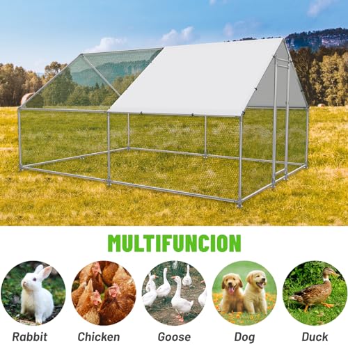 Large Metal Walk-in Chicken Coop with Anti-UV Cover W933
