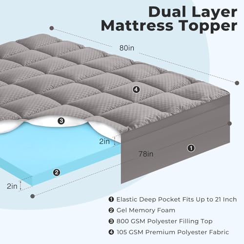 King Size 4 Inch Memory Foam Mattress Topper J395