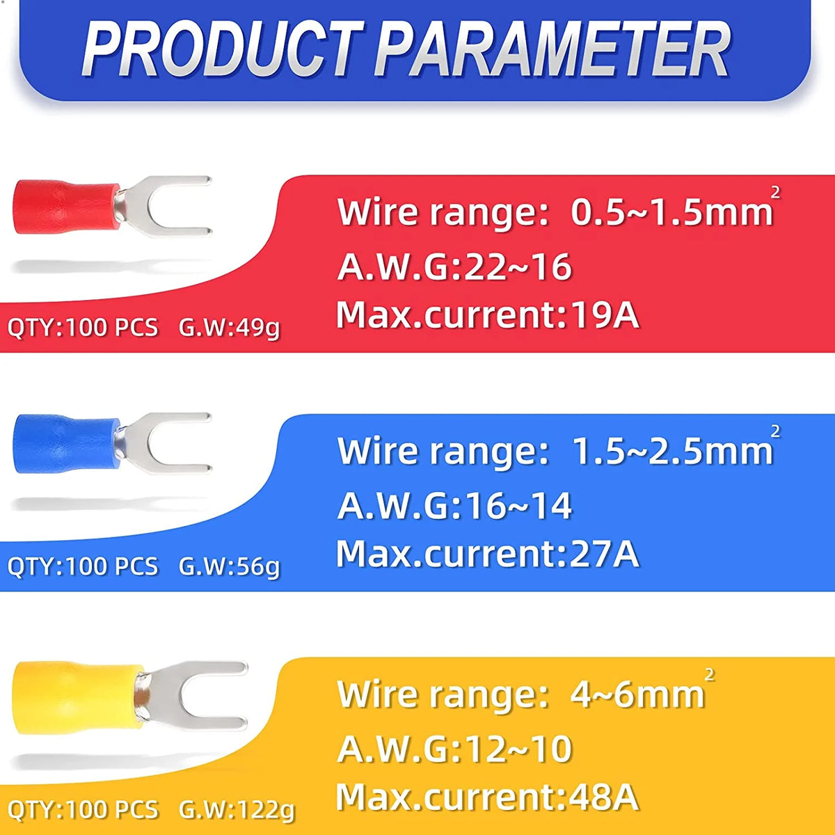 300 Pcs Insulated Fork Spade Wire Connector Terminal G63690