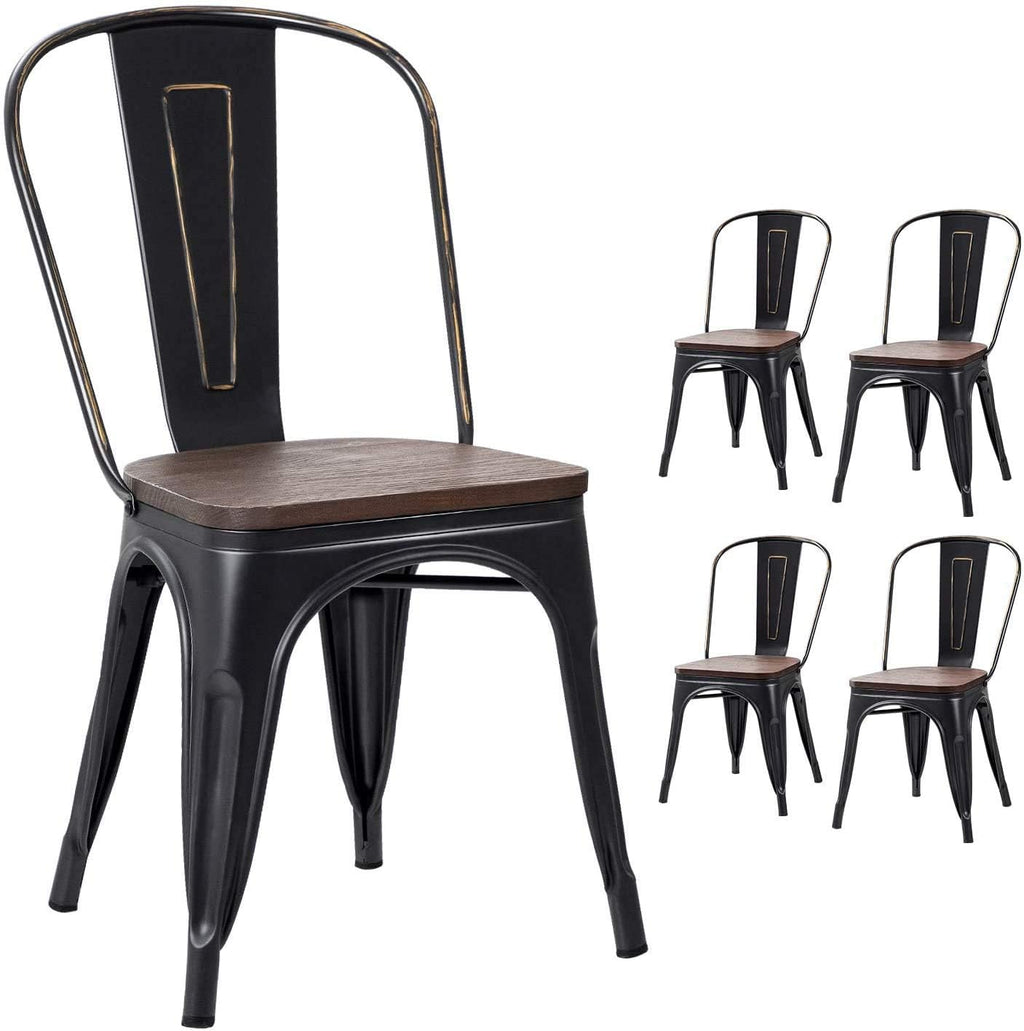 Black Gold Metal Dining Chair Set of 4 A2042
