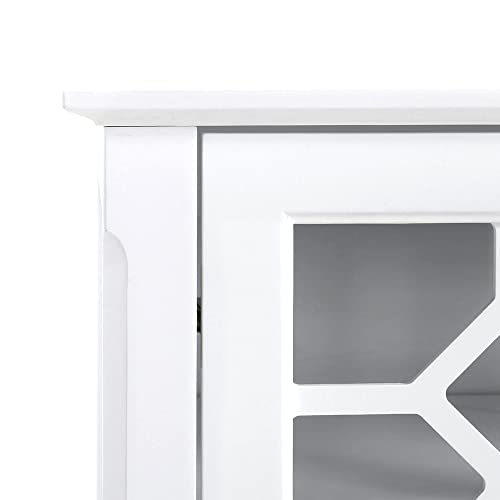White Glass Door Sideboard Buffet Cabinet with Adjustable Shelves J631