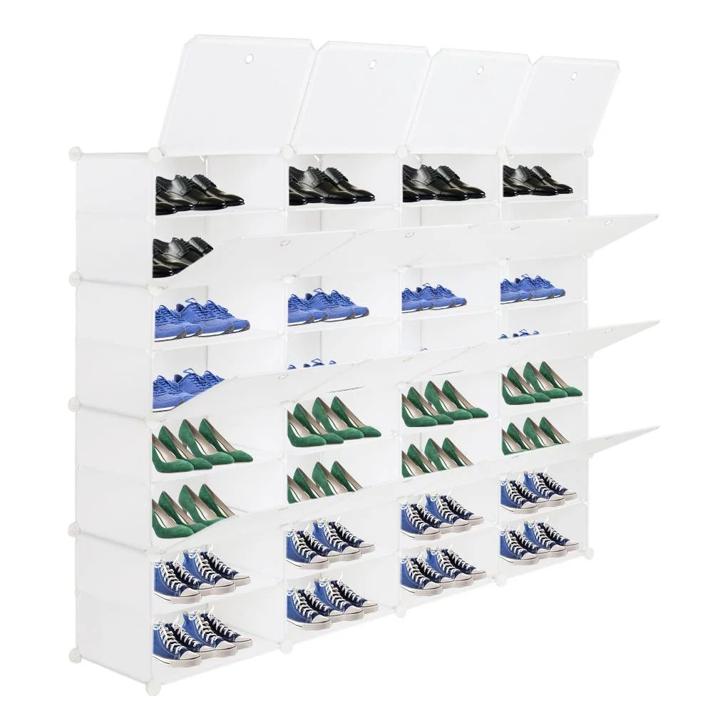 32-Cube 64-Pair 8-Tier White Shoe Storage Cabinet J882719