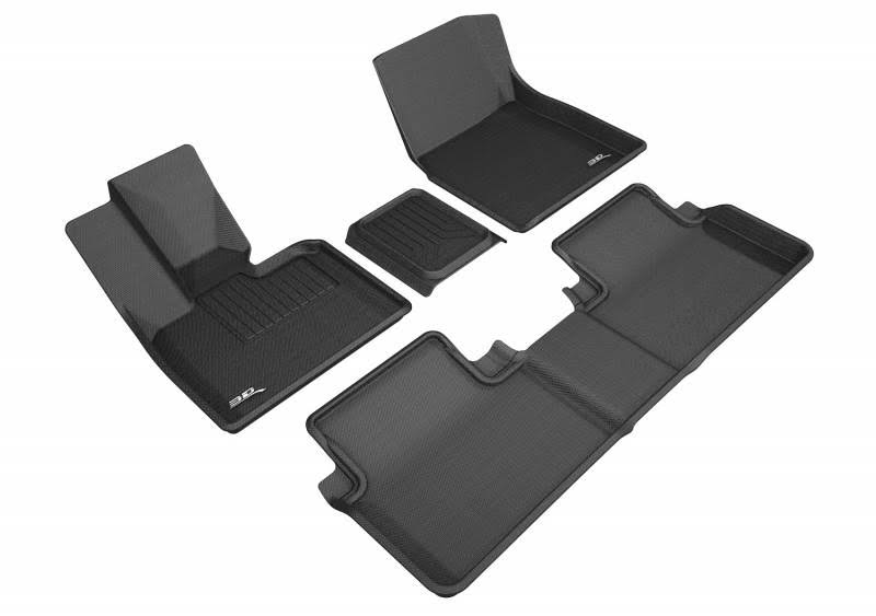Black Carbon Fiber Embossed Pattern Floor Mat T5989