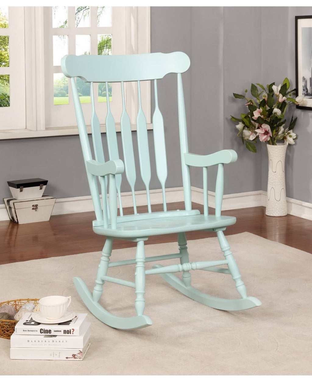 Blue Traditional Rocking Chair Q978549