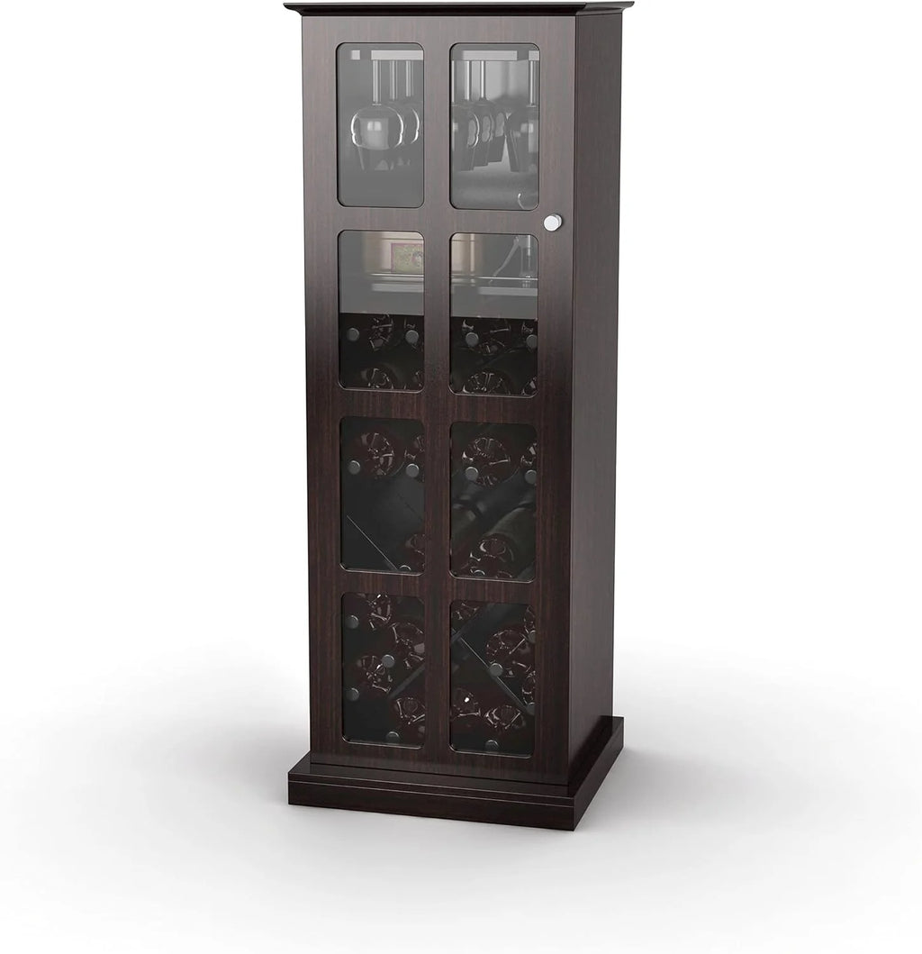 Espresso Wood Wine Cabinet with Tempered Glass Door I31326