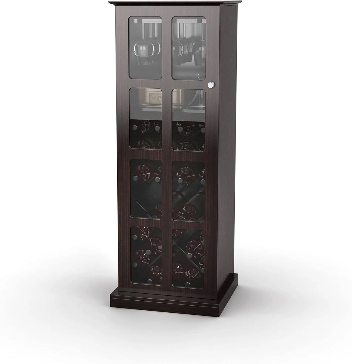 Espresso Wood Wine Cabinet with Tempered Glass Door I31326