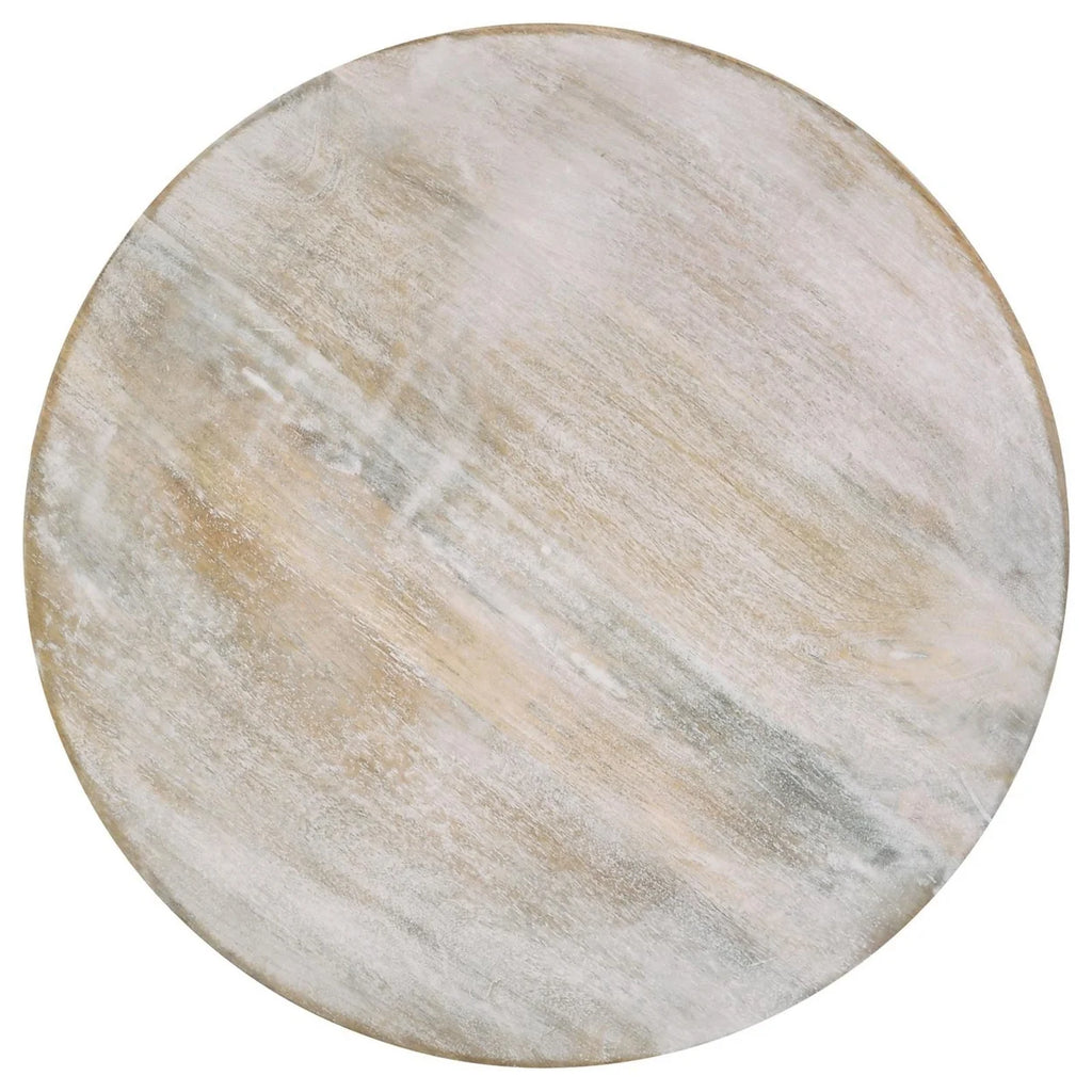 24 Inch Round Pedestal Accent Table Oak White Wood I64680