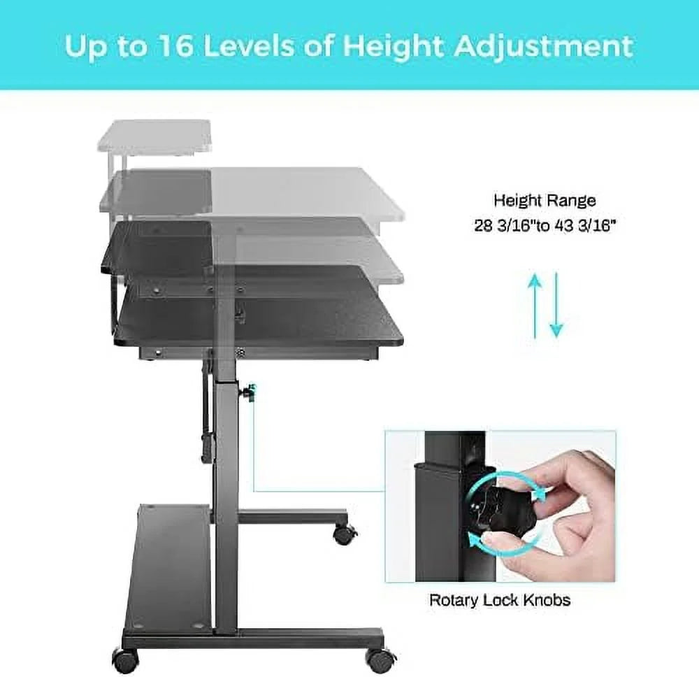 Height Adjustable Standing Desk with Monitor Shelf Black S723825