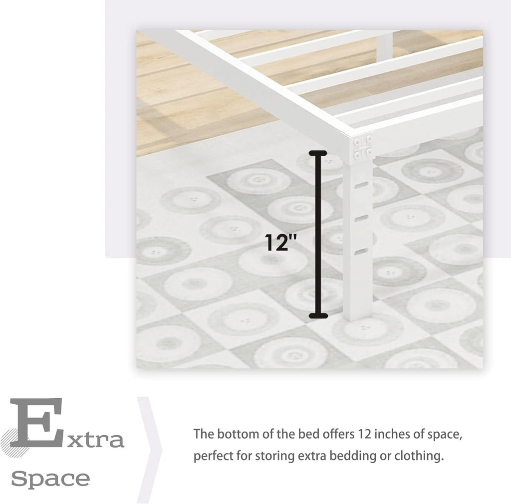 14 inch Metal Platform King Bed Frame with Steel Slat Support E4246