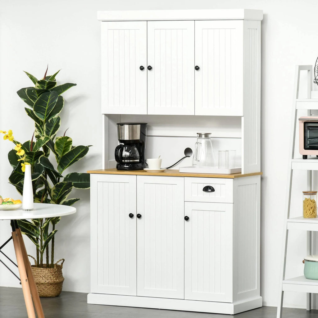 White Oak Kitchen Pantry Buffet with Hutch G295049