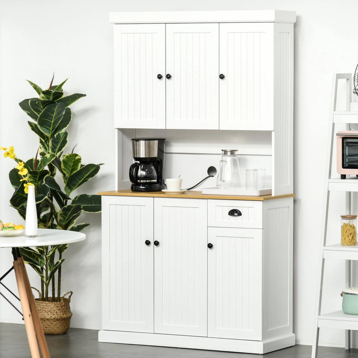 White Oak Kitchen Pantry Buffet with Hutch G295049