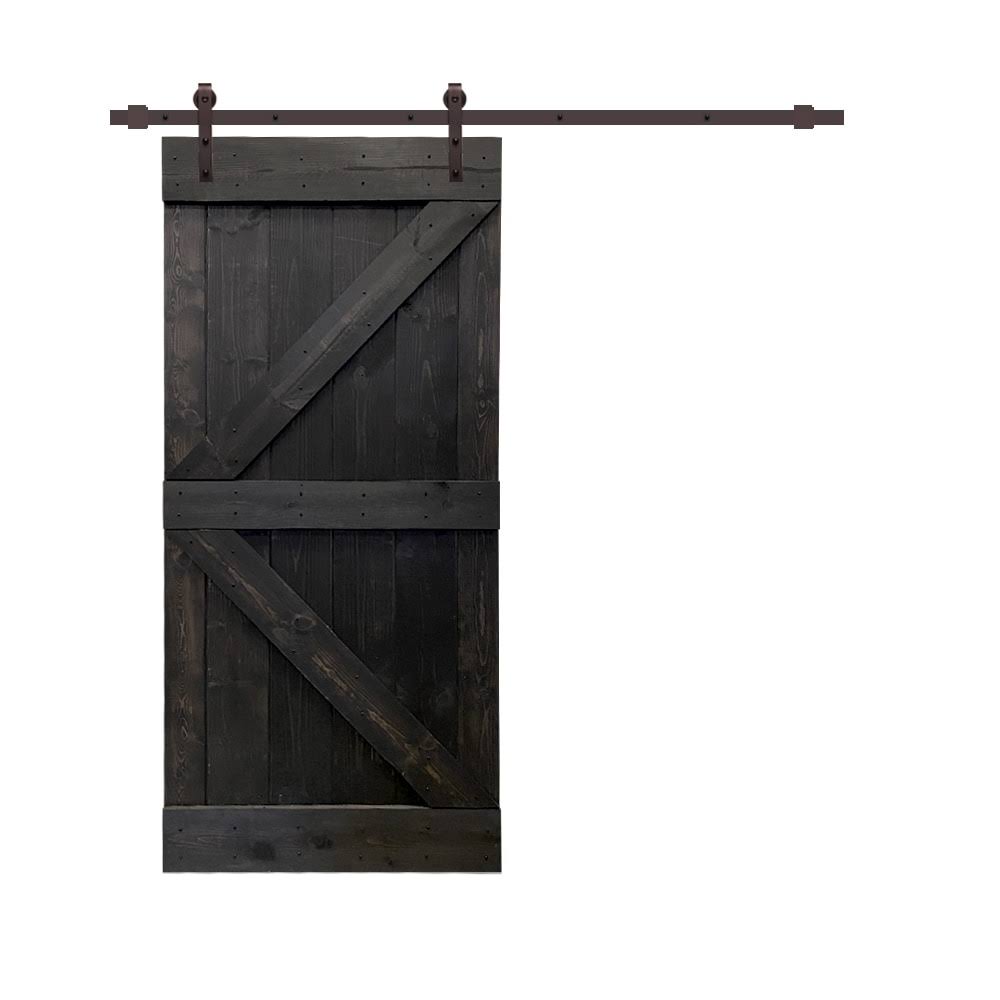 30 in. x 84 in. Ocean Blue Stained Wood Interior Sliding Barn Door with Hardware Kit V668967