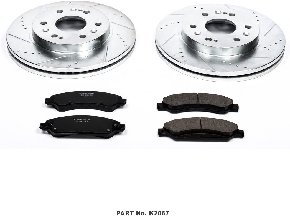 Front Carbon Fiber Brake Pads with Drilled & Slotted Brake Rotors Kit P3218