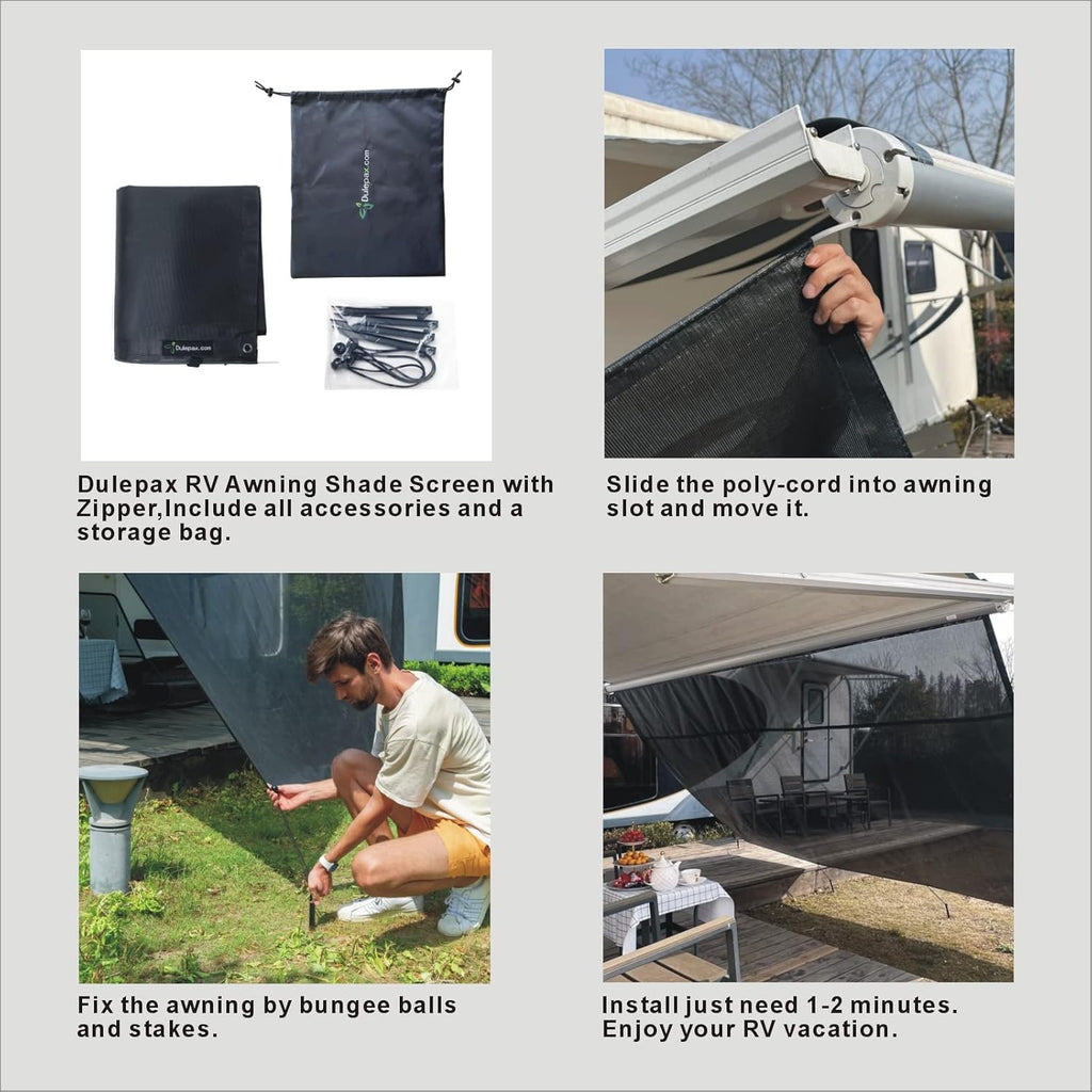 RV Awning Shade Screen with Zipper 8'X10'3'' T347100